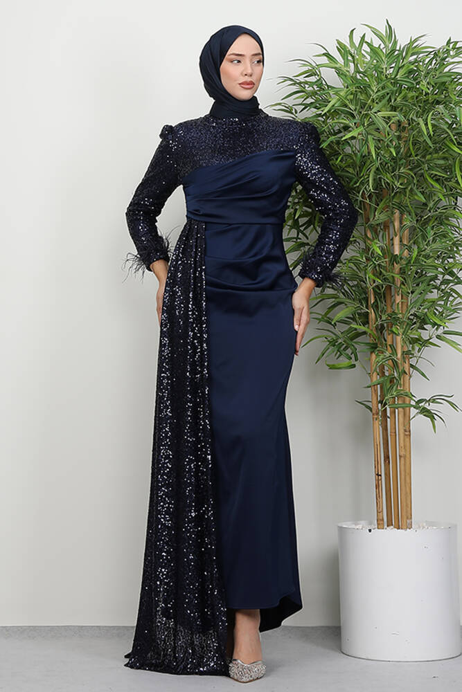 Helin Saten Abiye Lacivert - LAMİAGİYİM