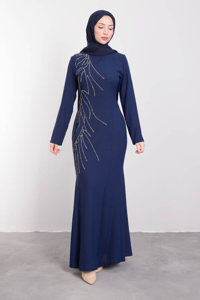 Hiranur Tesettür Elbise Lacivert - LAMİAGİYİM