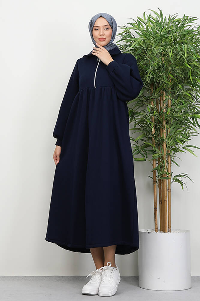 İlayda Fermuarlı Elbise Lacivert - LAMİAGİYİM