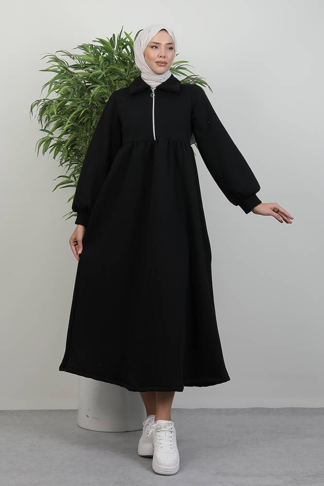 İlayda Fermuarlı Elbise Siyah 