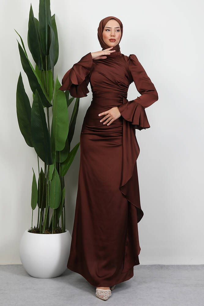 Ilgın Tesettür Abiye Kahverengi 
