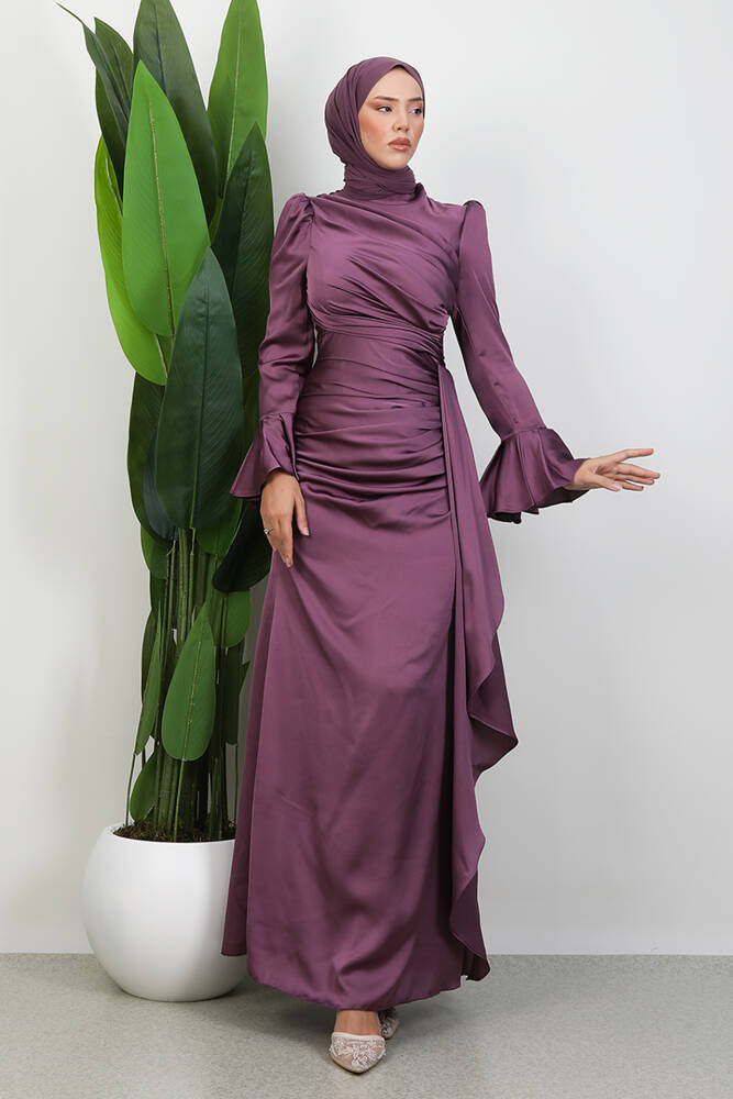 Ilgın Tesettür Abiye Koyu Lila 