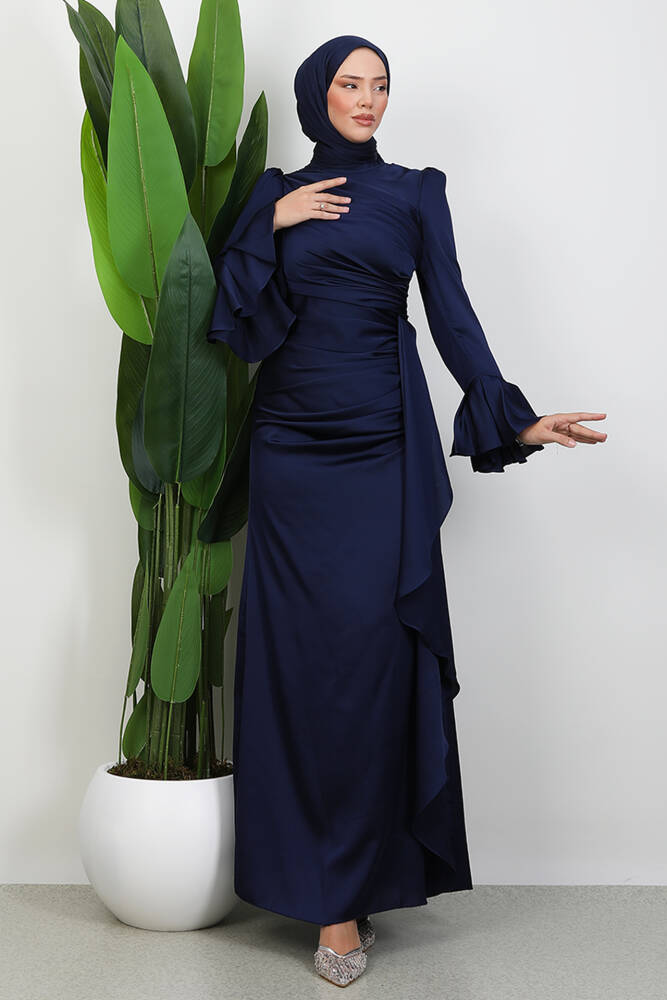 Ilgın Tesettür Abiye Lacivert - LAMİAGİYİM