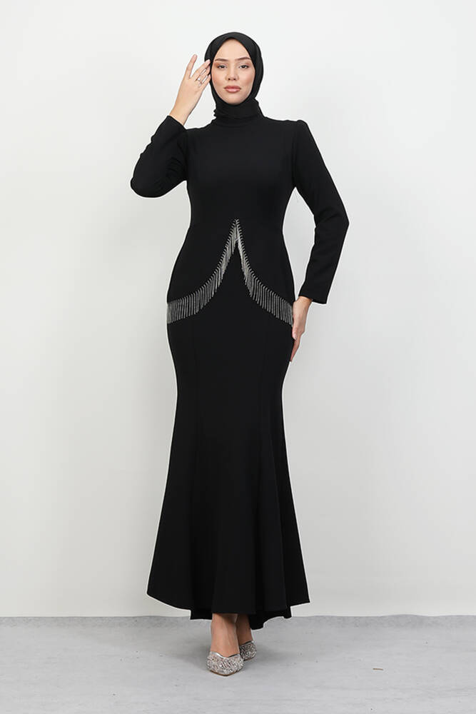 İmge Krep Elbise Siyah - LAMİAGİYİM