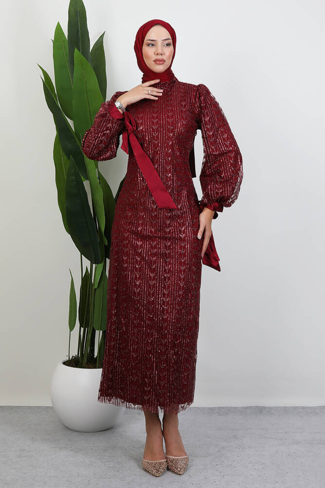 İnci Tesettür Abiye Bordo 