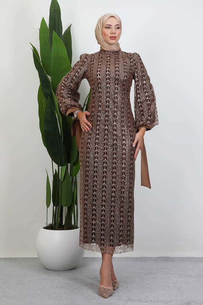 İnci Tesettür Abiye Kahve 