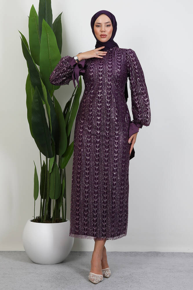 İnci Tesettür Abiye Mor 