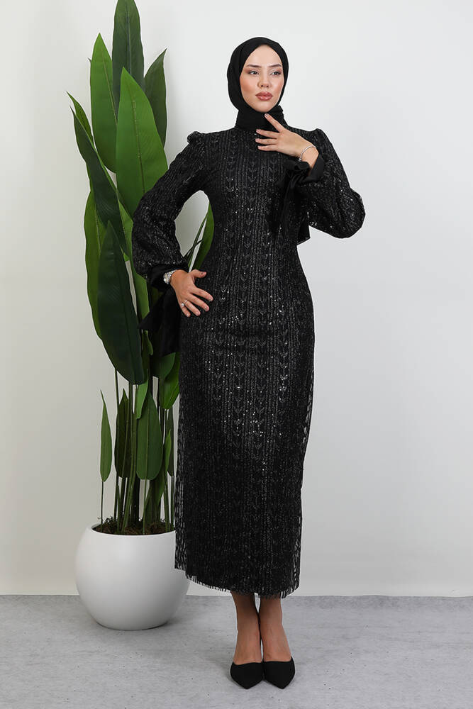 İnci Tesettür Abiye Siyah - LAMİAGİYİM