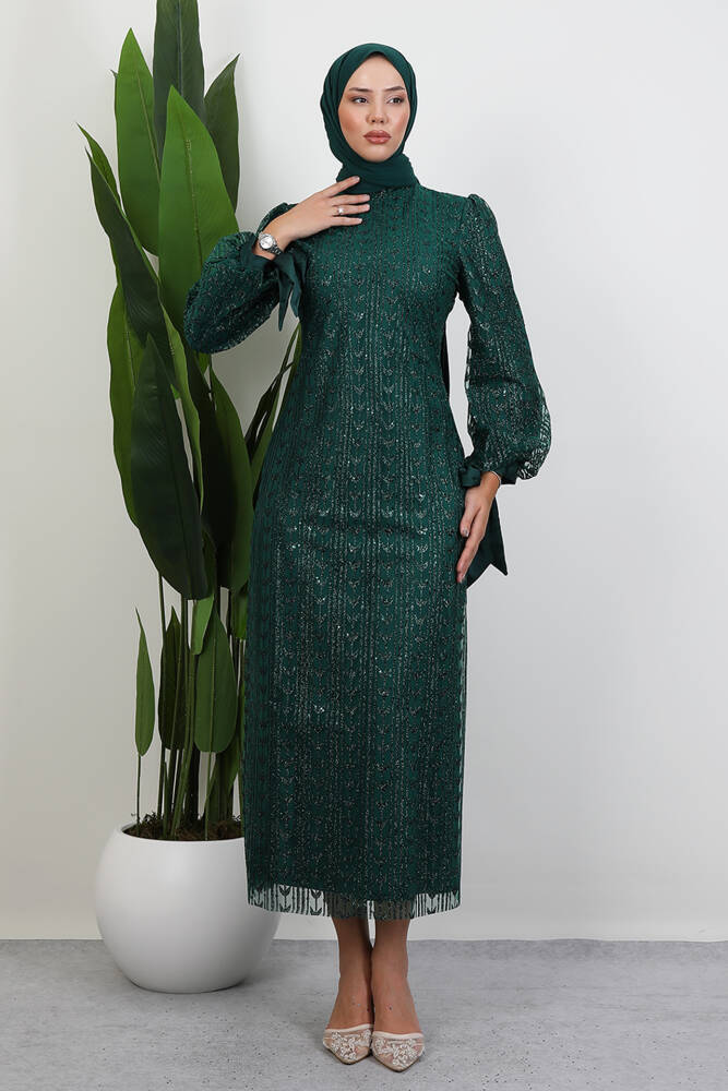İnci Tesettür Abiye Zümrüt - LAMİAGİYİM