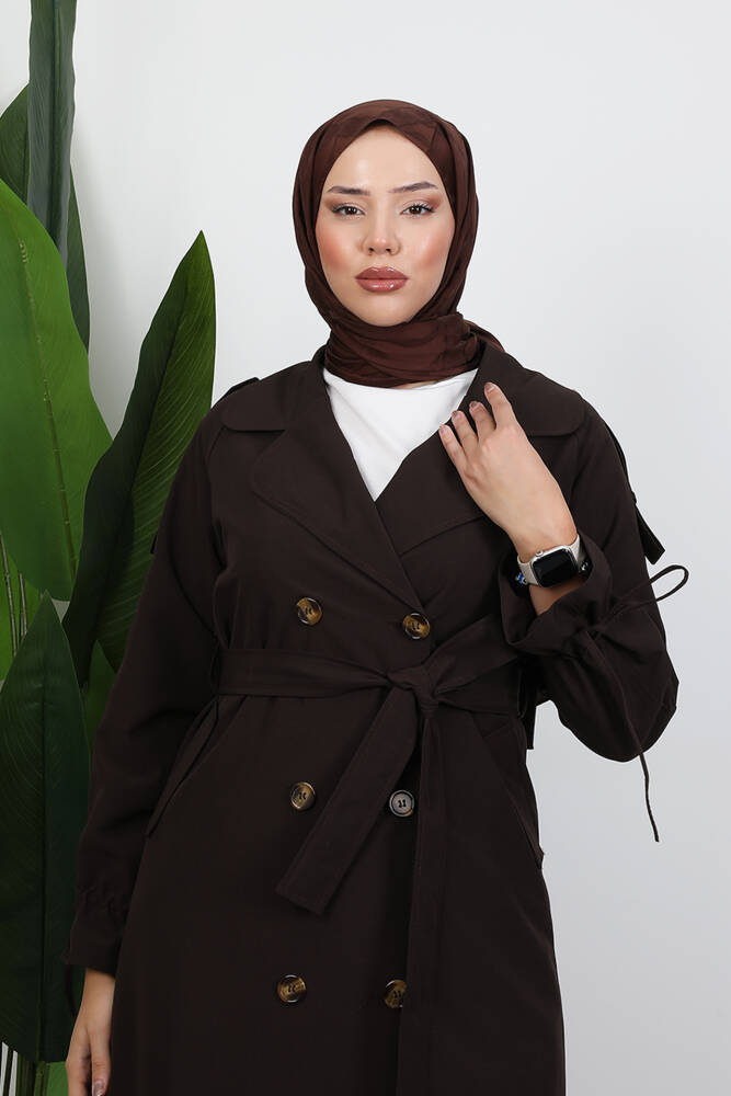 Jasmin Trençkot Acı Kahve - LAMİAGİYİM