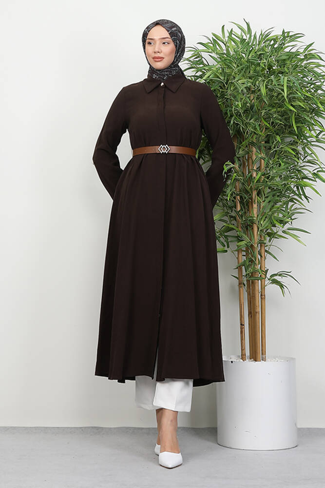 Kemerli Gömlek Tunik Acı Kahve - LAMİAGİYİM
