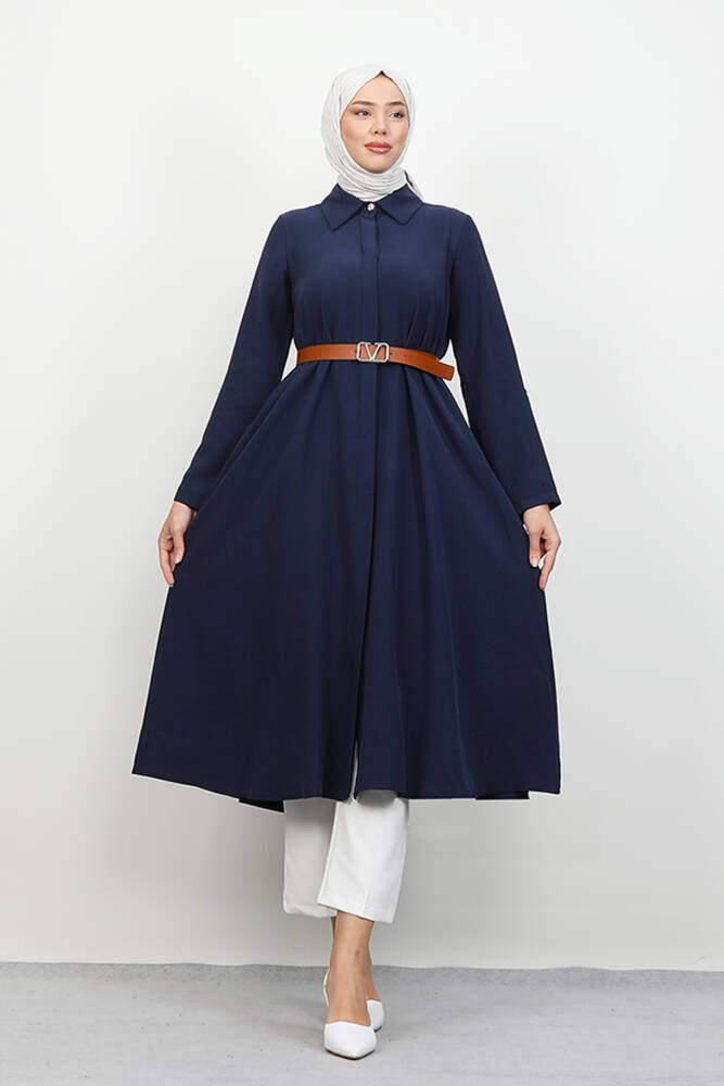 Kemerli Gömlek Tunik Lacivert - LAMİAGİYİM