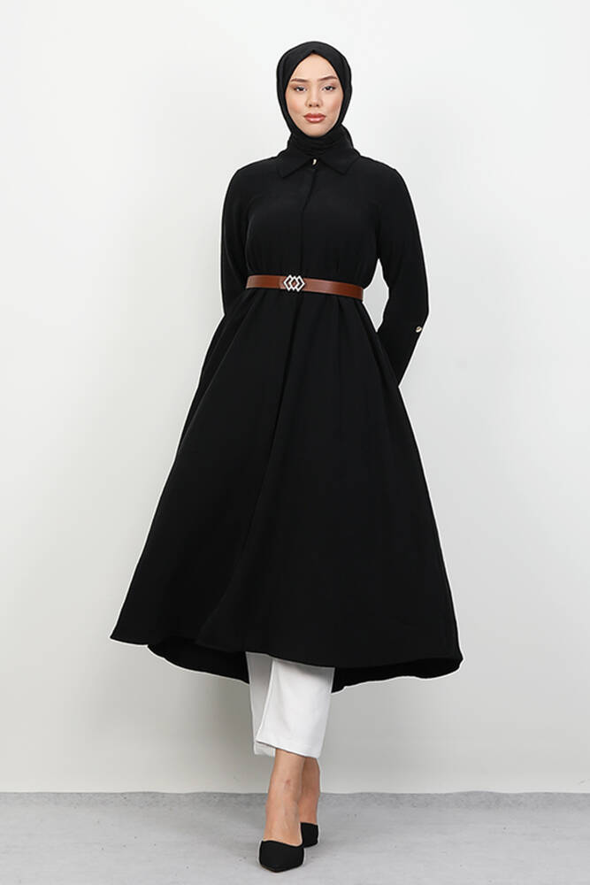 Kemerli Gömlek Tunik Siyah - LAMİAGİYİM