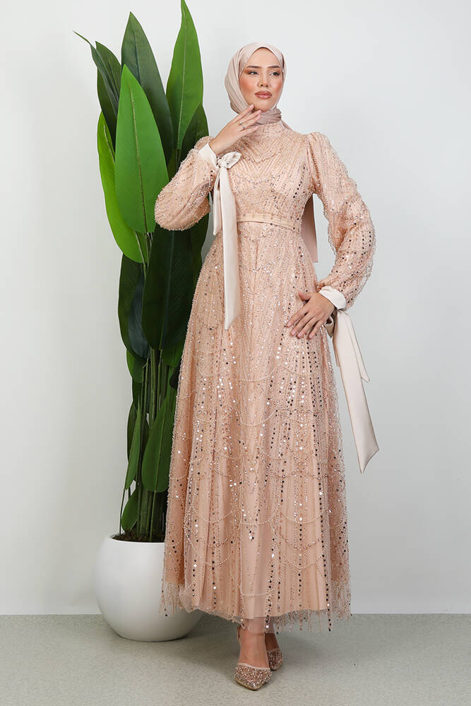 Kol Ucu Saten Abiye Gold 