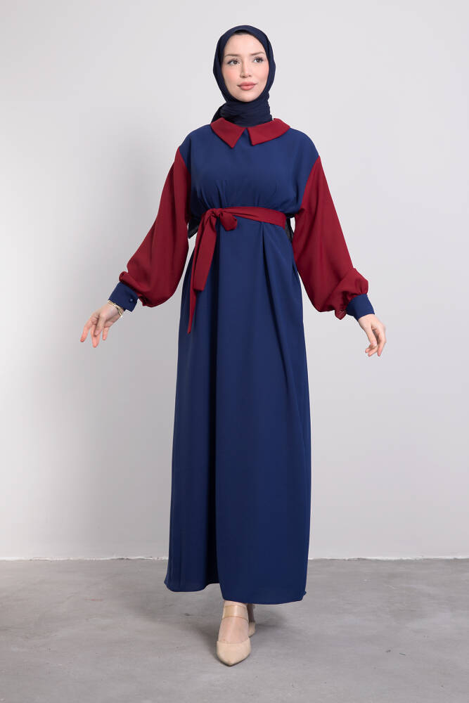 Kübra Tesettür Elbise Bordo - LAMİAGİYİM