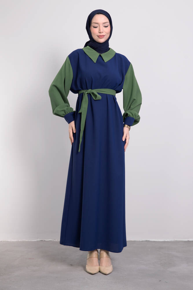 Kübra Tesettür Elbise Haki - LAMİAGİYİM