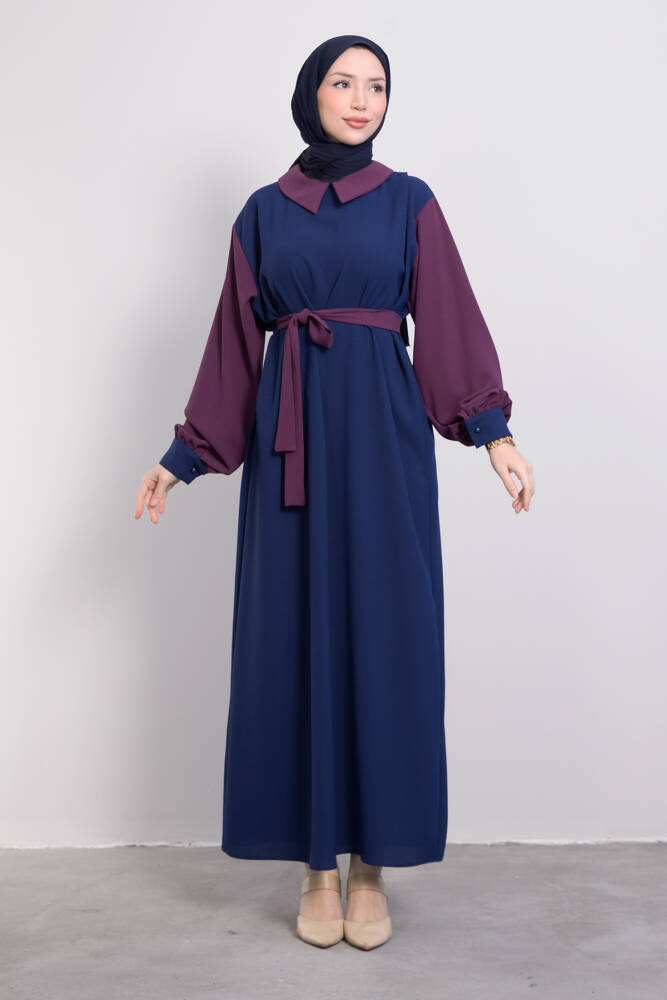 Kübra Tesettür Elbise Mor - LAMİAGİYİM