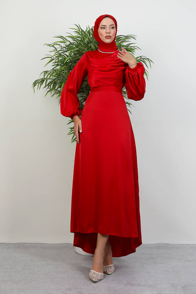 Kuyruklu Degaje Elbise Kırmızı 