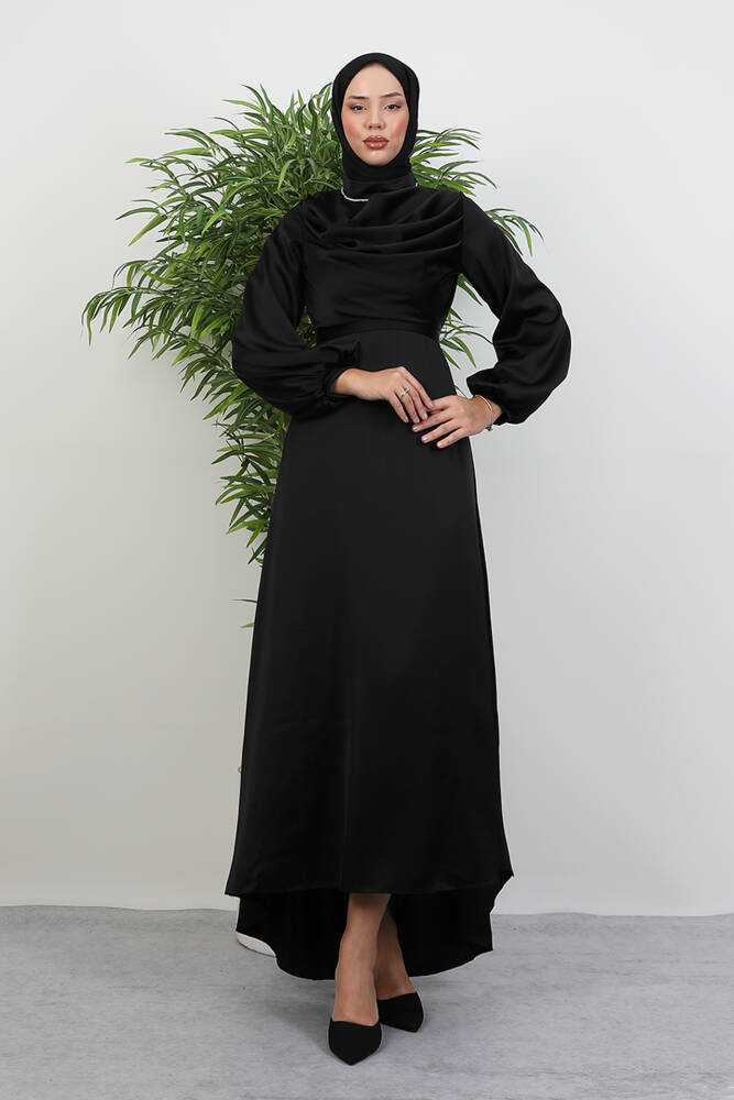 Kuyruklu Degaje Elbise Siyah 