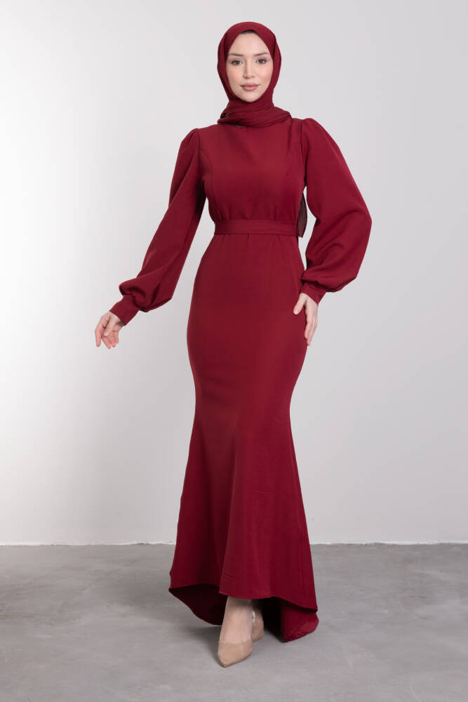 Lavin Krep Elbise Bordo - LAMİAGİYİM