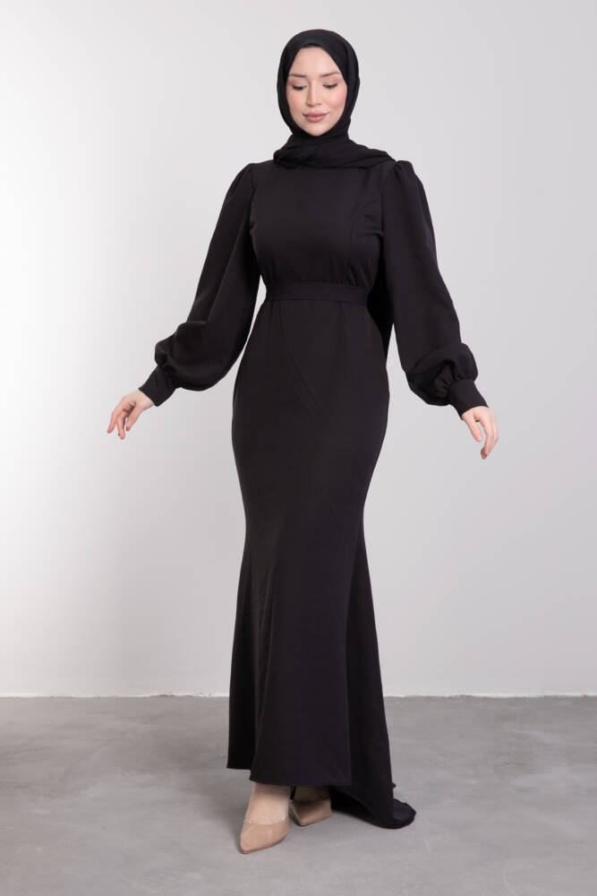 Lavin Krep Elbise Siyah - LAMİAGİYİM
