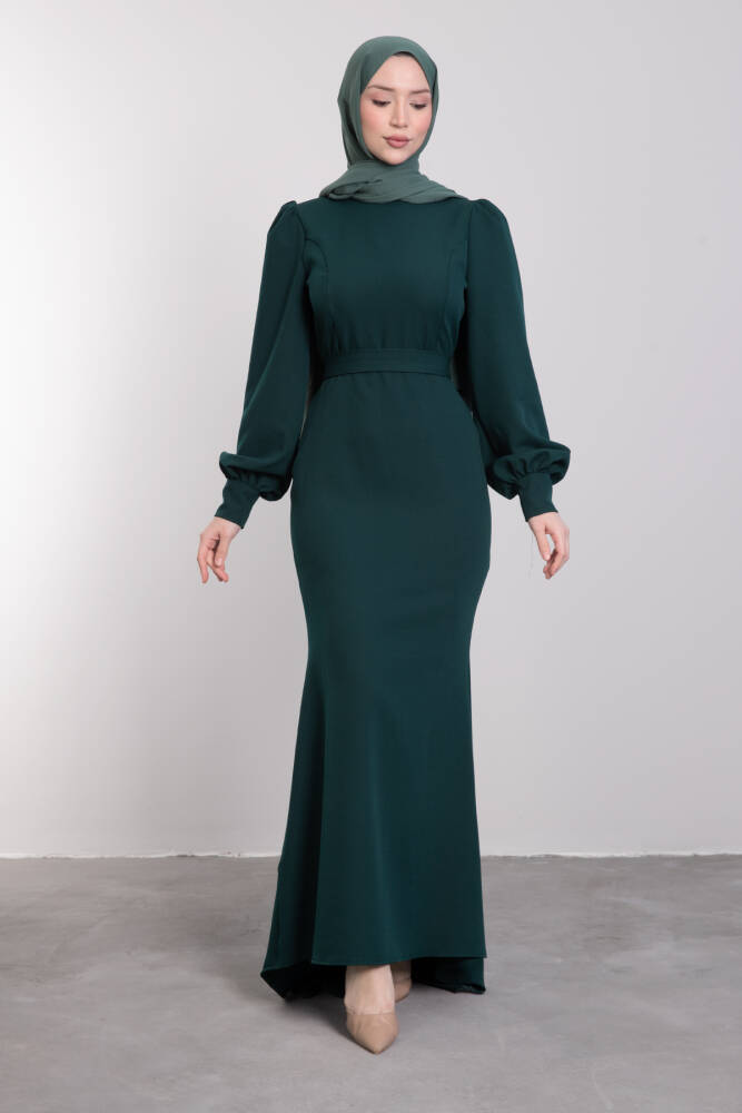 Lavin Krep Elbise Zümrüt - LAMİAGİYİM