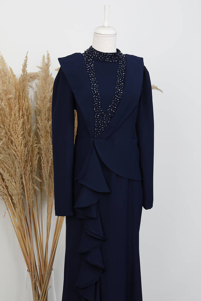 Matilda Krep Abiye Lacivert - LAMİAGİYİM