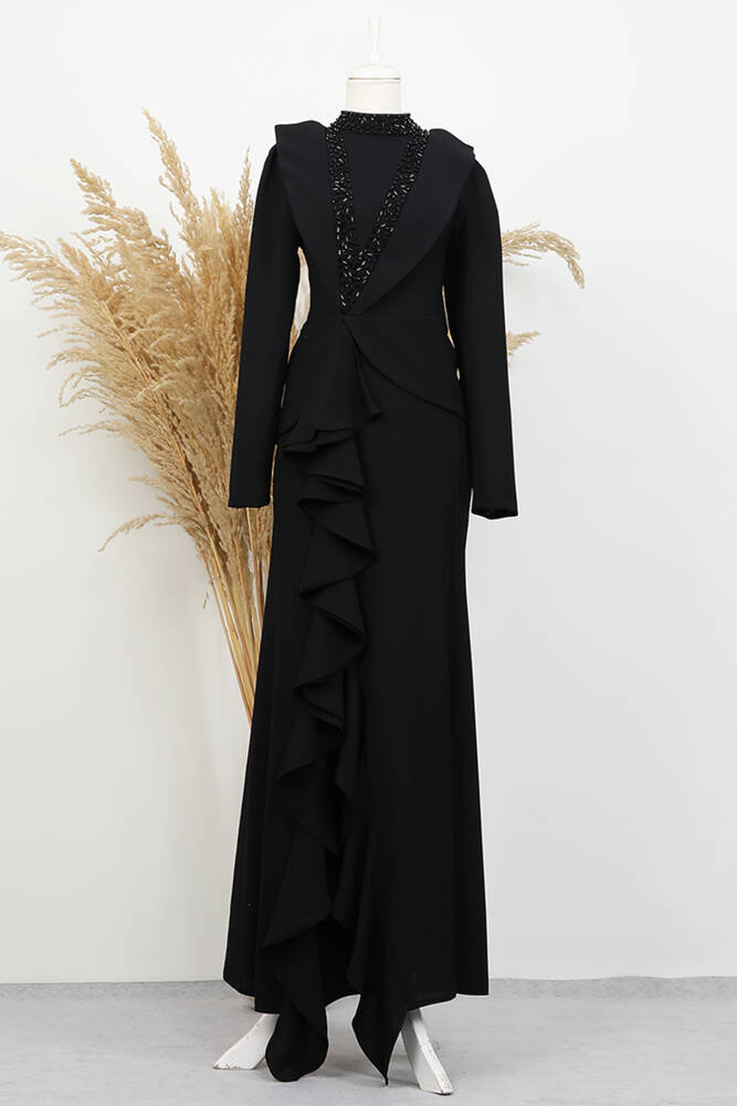 Matilda Krep Abiye Siyah - LAMİAGİYİM