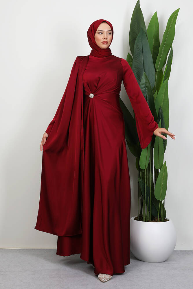 Medusa Saten Abiye Bordo - LAMİAGİYİM