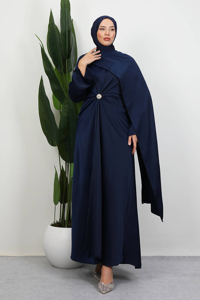 Medusa Saten Abiye Lacivert - LAMİAGİYİM