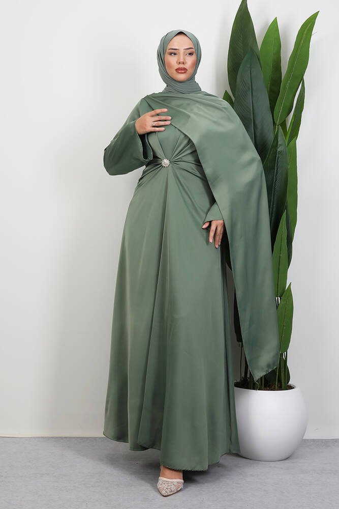 Medusa Saten Abiye Soft Yeşil - LAMİAGİYİM