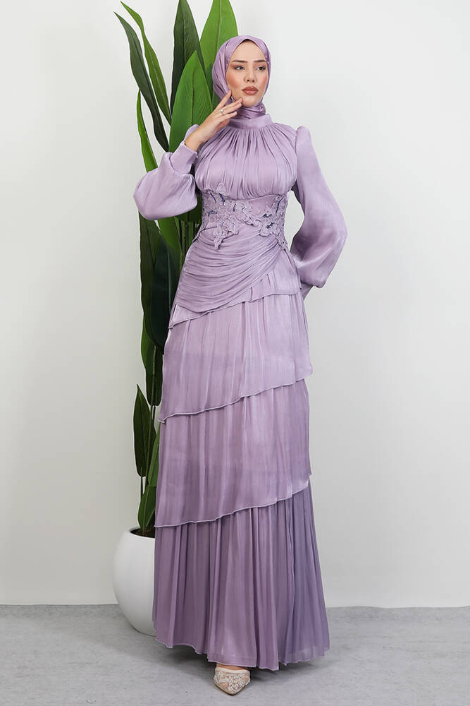 Menekşe Kat Kat Abiye Lila - LAMİAGİYİM