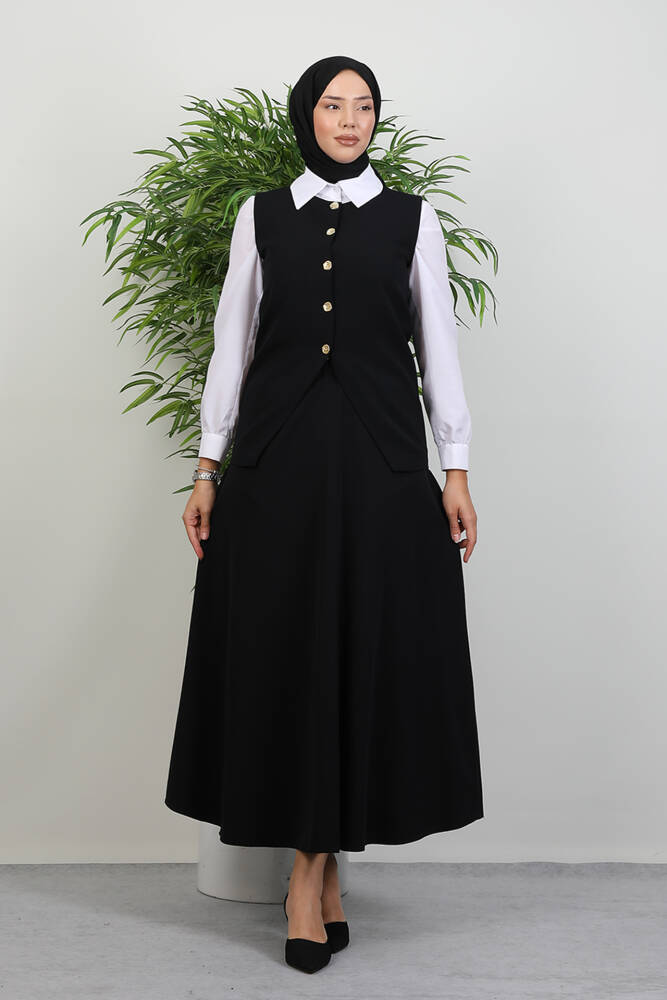 Meyra Yelek Etekli Takım Siyah - LAMİAGİYİM