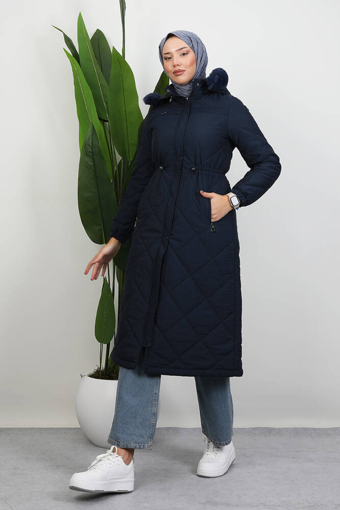 Mine Kapitone Mont Lacivert - LAMİAGİYİM