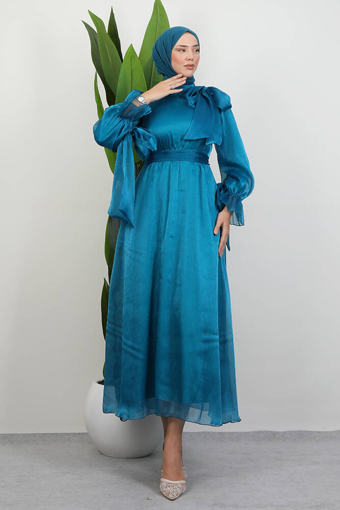 Mişa Tesettür Elbise Petrol - LAMİAGİYİM