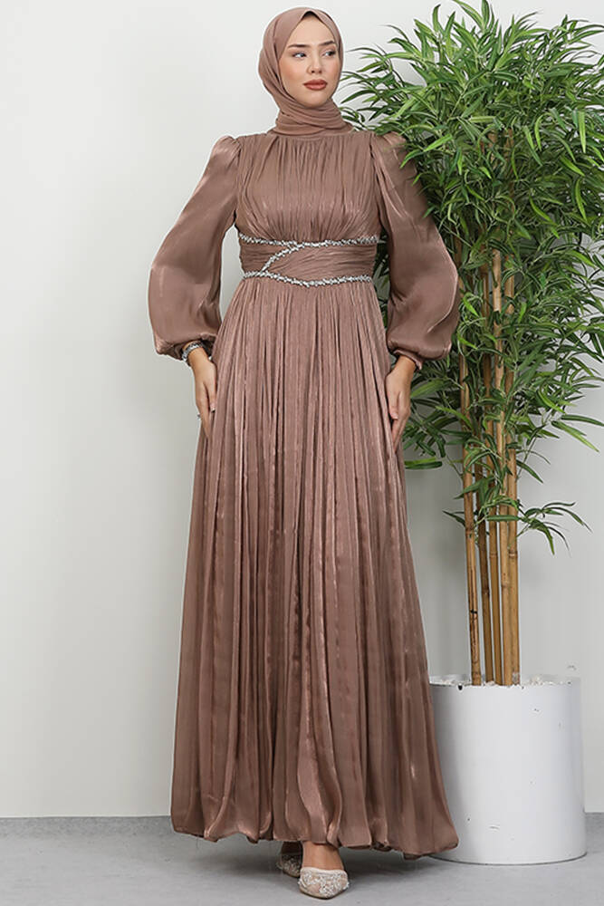 Narin Yoryo Abiye Açık Kahve - LAMİAGİYİM