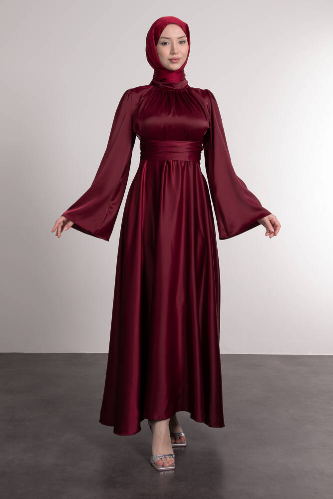 Nazlı Tesettür Elbise Bordo - LAMİAGİYİM