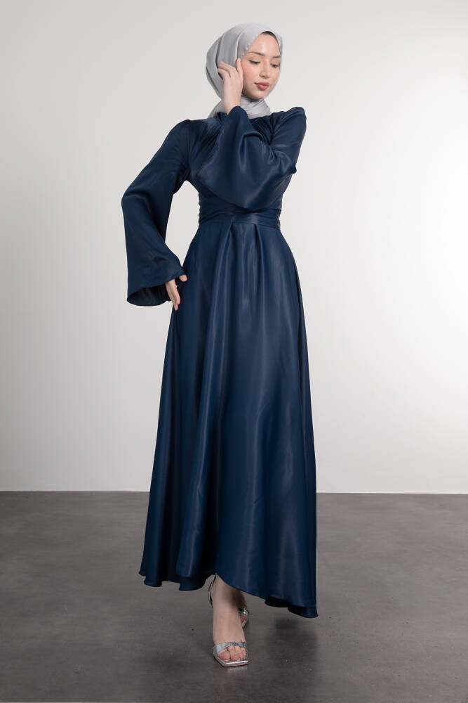 Nazlı Tesettür Elbise Lacivert - LAMİAGİYİM