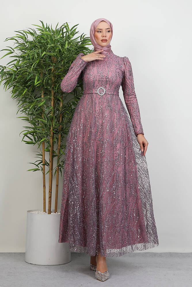 Nilda Simli Abiye Pudra - LAMİAGİYİM