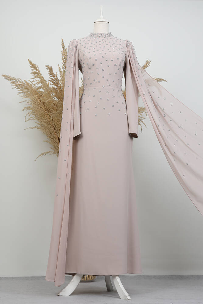 Perihan Taşlı Abiye Bej - LAMİAGİYİM