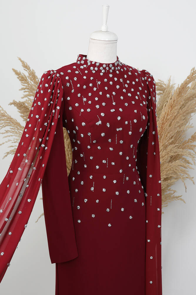 Perihan Taşlı Abiye Bordo - LAMİAGİYİM