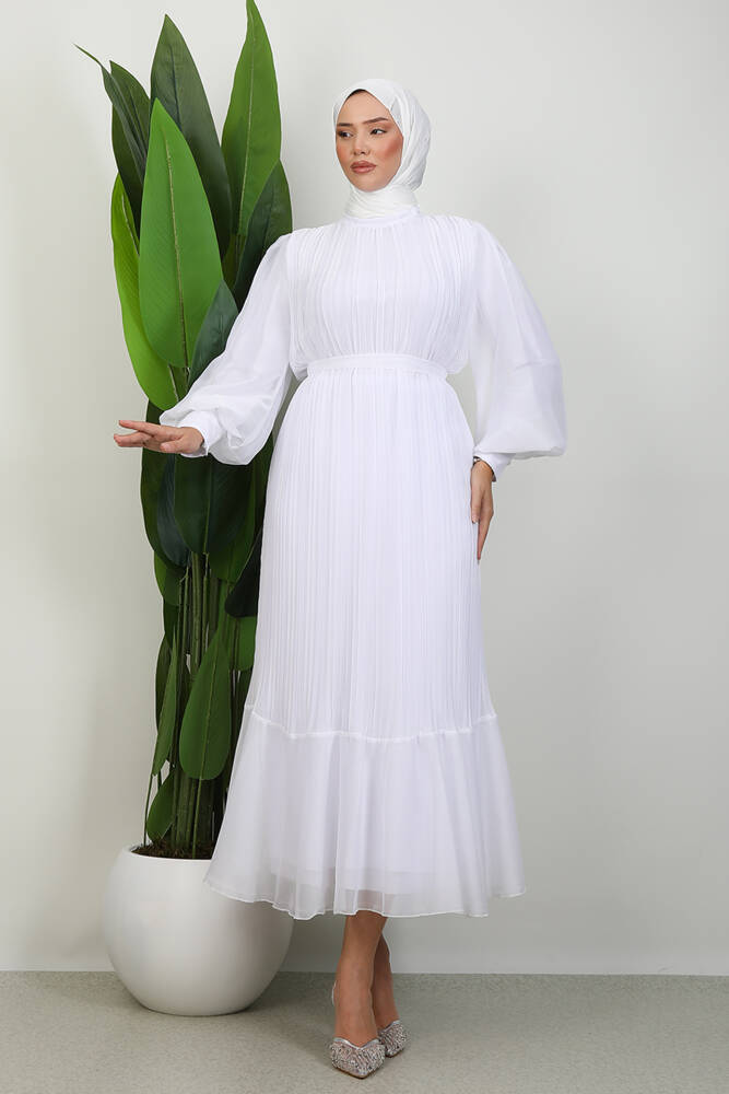 Piliseli Janjan Abiye Beyaz - LAMİAGİYİM