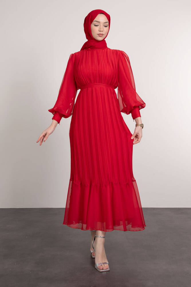 Piliseli Janjan Abiye Kırmızı - LAMİAGİYİM