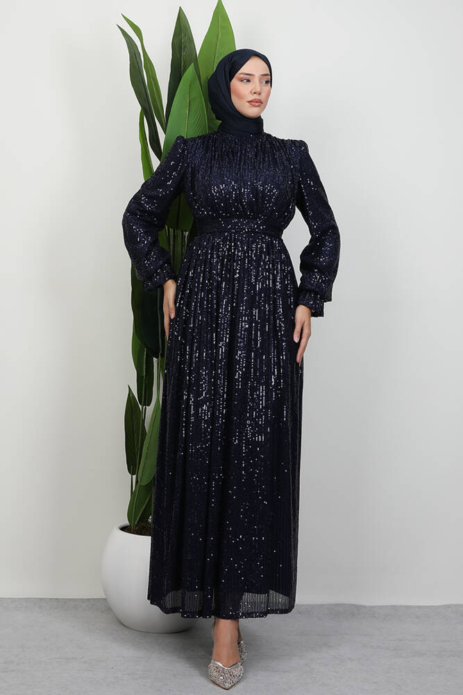 Pul Payet Kelebek Abiye Lacivert 