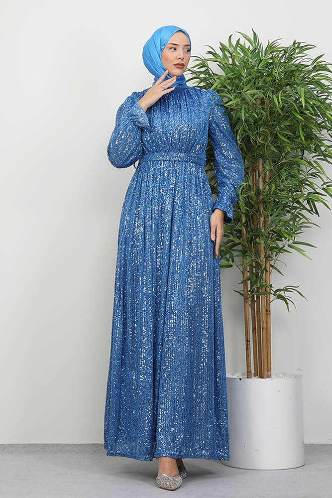 Pul Payet Kelebek Abiye Mavi - LAMİAGİYİM