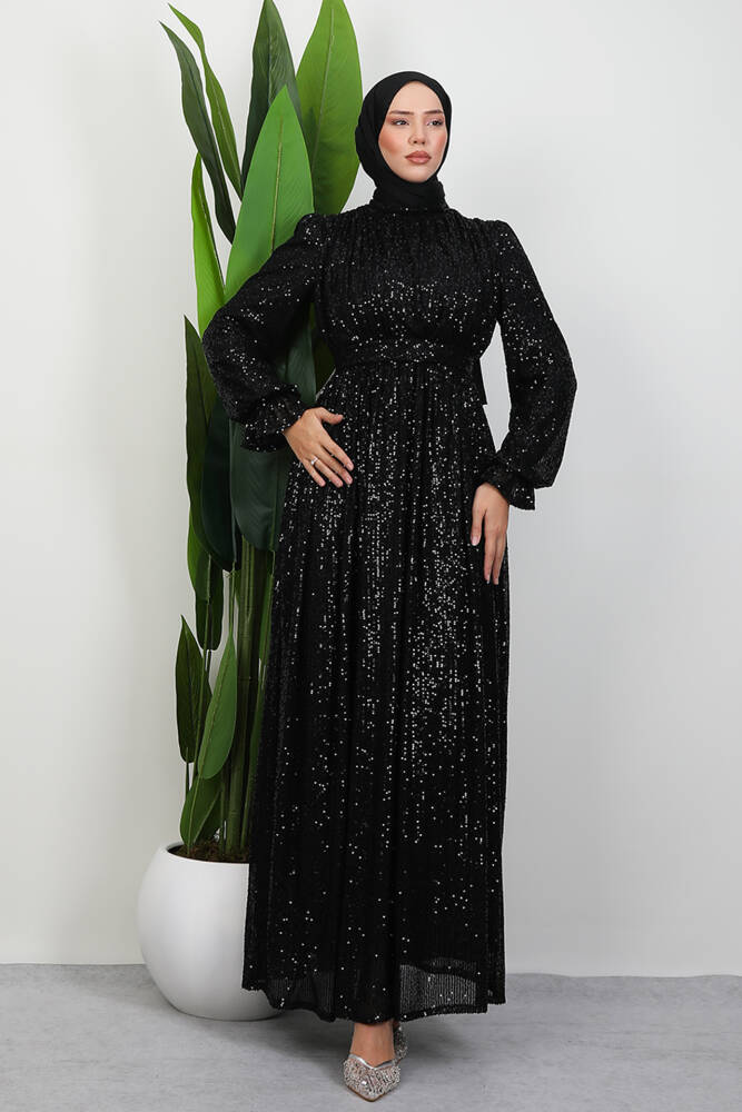 Pul Payet Kelebek Abiye Siyah 