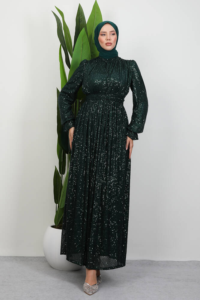 Pul Payet Kelebek Abiye Zümrüt 