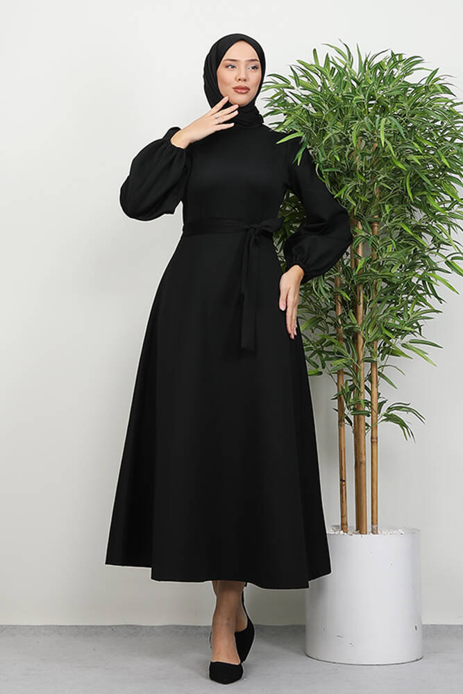 Ronay Tesettür Elbise Siyah - LAMİAGİYİM