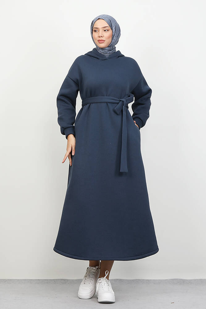 Şardonlu Cepli Elbise Lacivert 