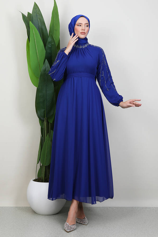 Semra Tesettür Elbise Gece Mavi 
